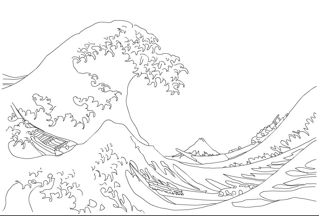1047x709 The Great Wave Coloring Page Hokusai The Great Wave 1823 29