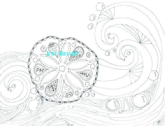 570x433 Waves Coloring Pages Sand Dollar And Waves Coloring Page Beach