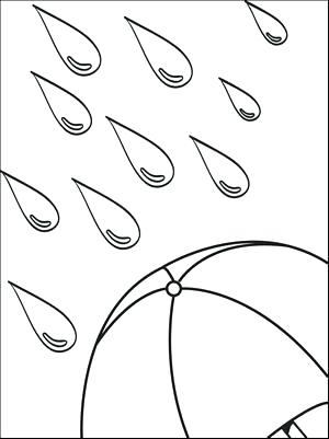 300x401 Weather Coloring Pages Raindrops And Umbrella Printable Spring