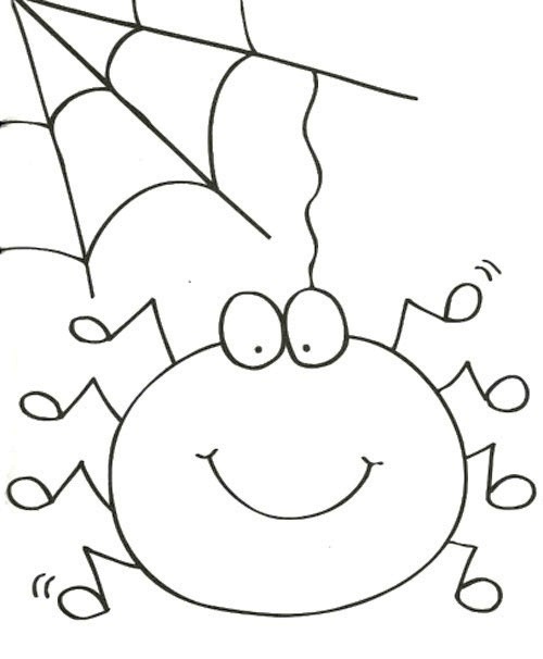500x606 Cute Spider And Spider Web Coloring Page Thema Spinnetjes