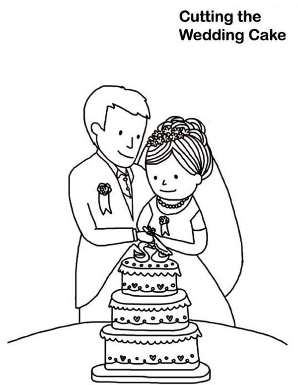 600x776 Cutting The Wedding Cake Coloring Page Coloring Sun