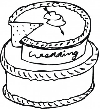 320x350 The Wedding Cakes Coloring Sheet For Drawing By Kids Cartoon