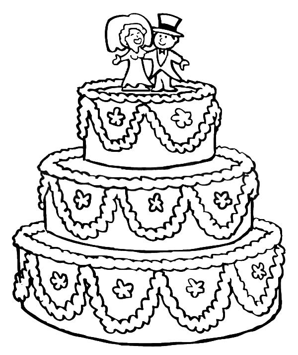 600x713 Beautifully Decorated Wedding Cake Coloring Pages Best Place