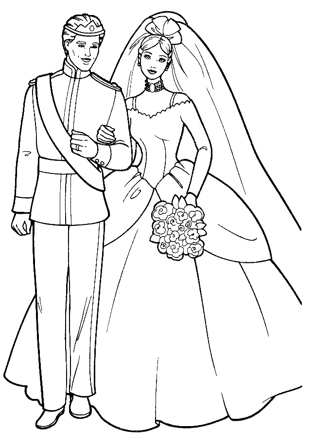 646x920 Barbie Wedding Coloring Page