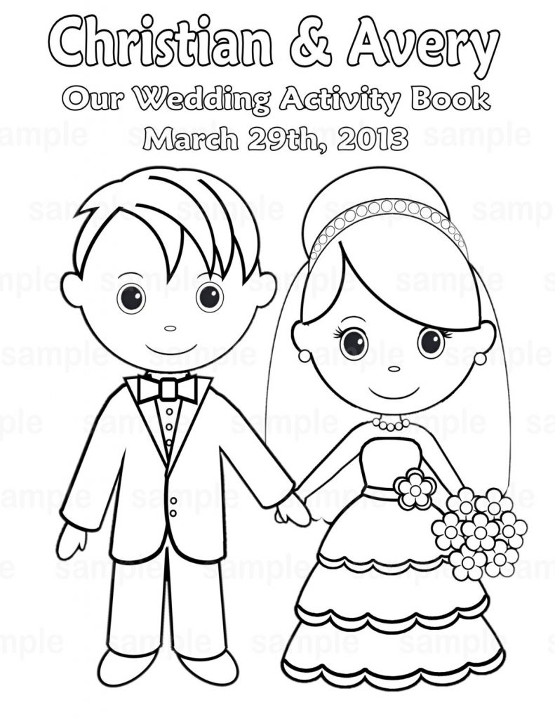 791x1024 Kids Bride And Groom Coloring Pages Free Great Wedding Easy