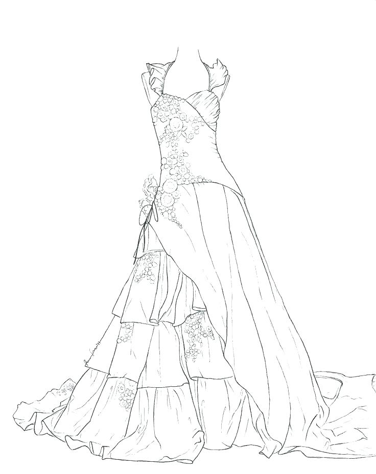 736x929 Dresses Coloring Pages Coloring Pages For Weddings Wedding Dresses