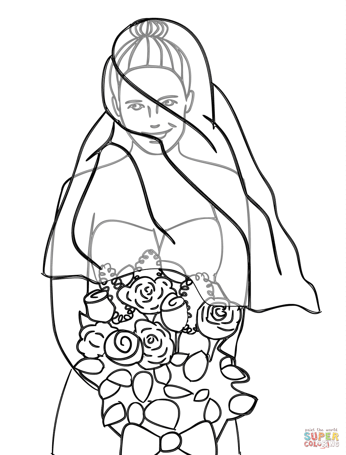 1140x1500 Lofty Wedding Dress Coloring Pages Printable Barbie In Page Free