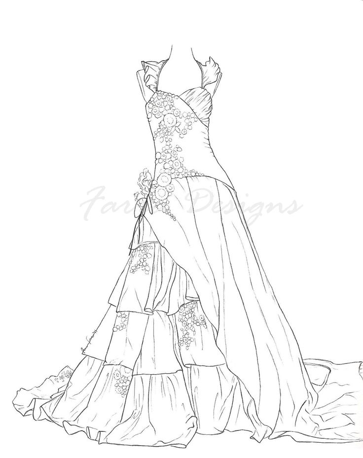 736x929 Free Printable Detailed Wedding Dresses Adult Coloring Pages Free