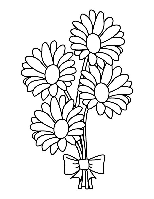 612x792 Daisy Bouquet Coloring Page