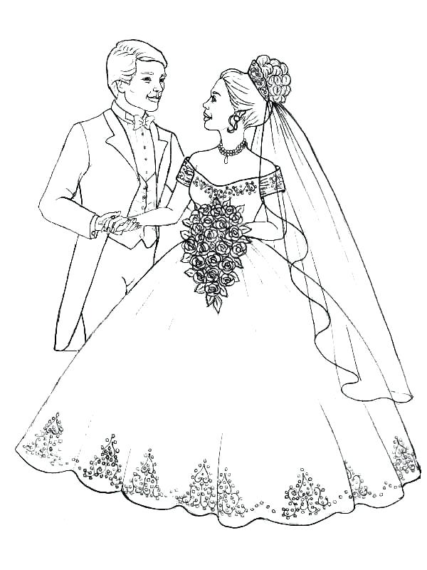 600x800 Prepare To Throw Flower Bouquet In Wedding Coloring Page Book