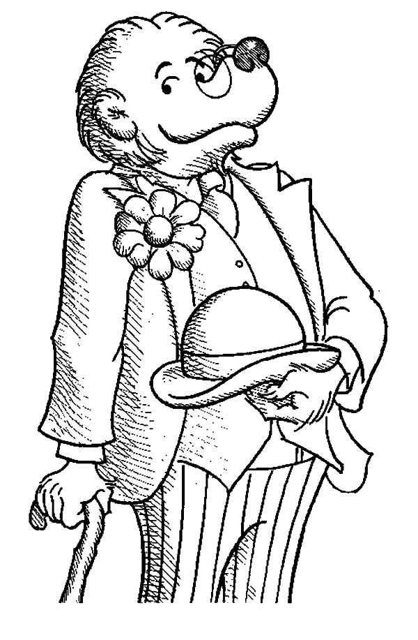 600x917 Papa Bear Is Going To Wedding Party Berenstain Bear Coloring Pages
