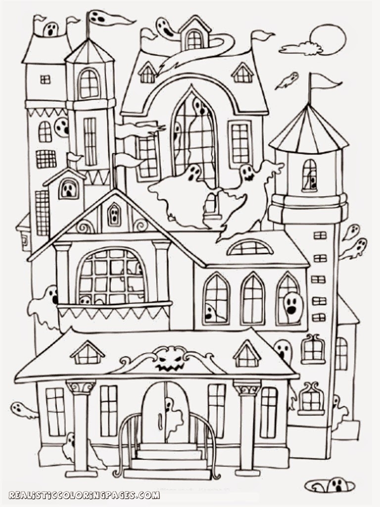 768x1024 Weird Coloring Pages Of Haunted Houses House To Print For Kids