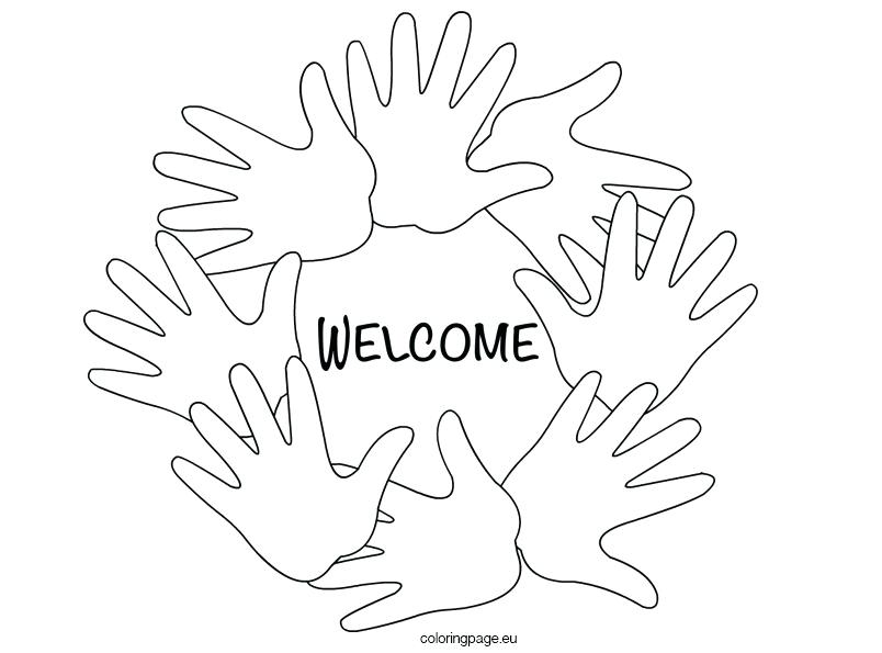 804x595 Welcome Back Coloring Pages Welcome Hands Black And White Coloring