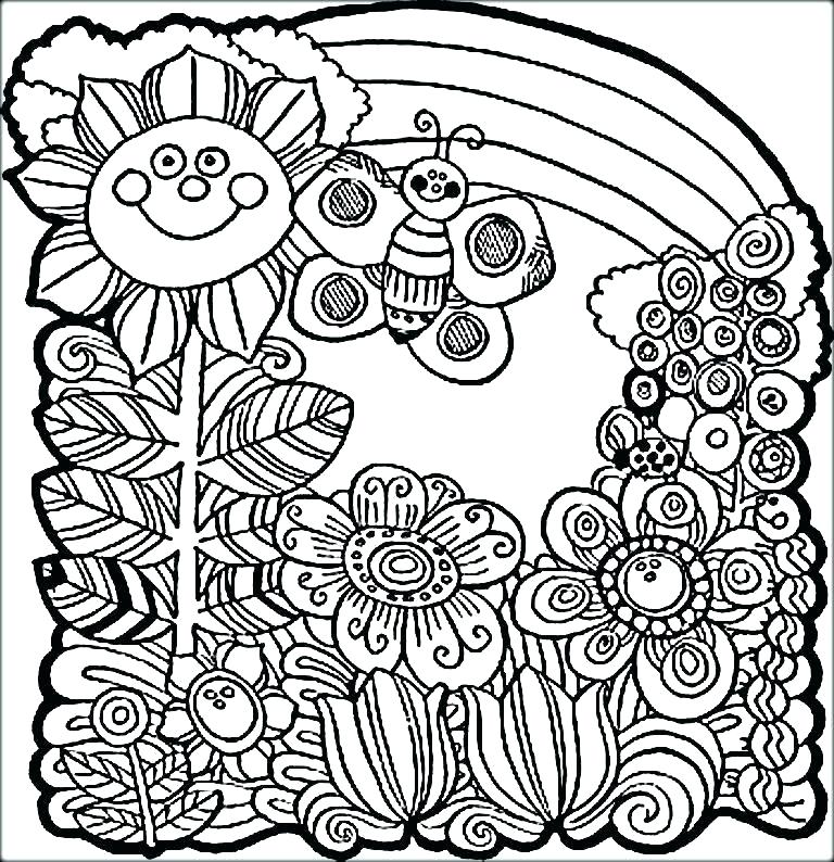 768x794 Spring Color Pages Smile Flower Welcome Spring Coloring Sheets