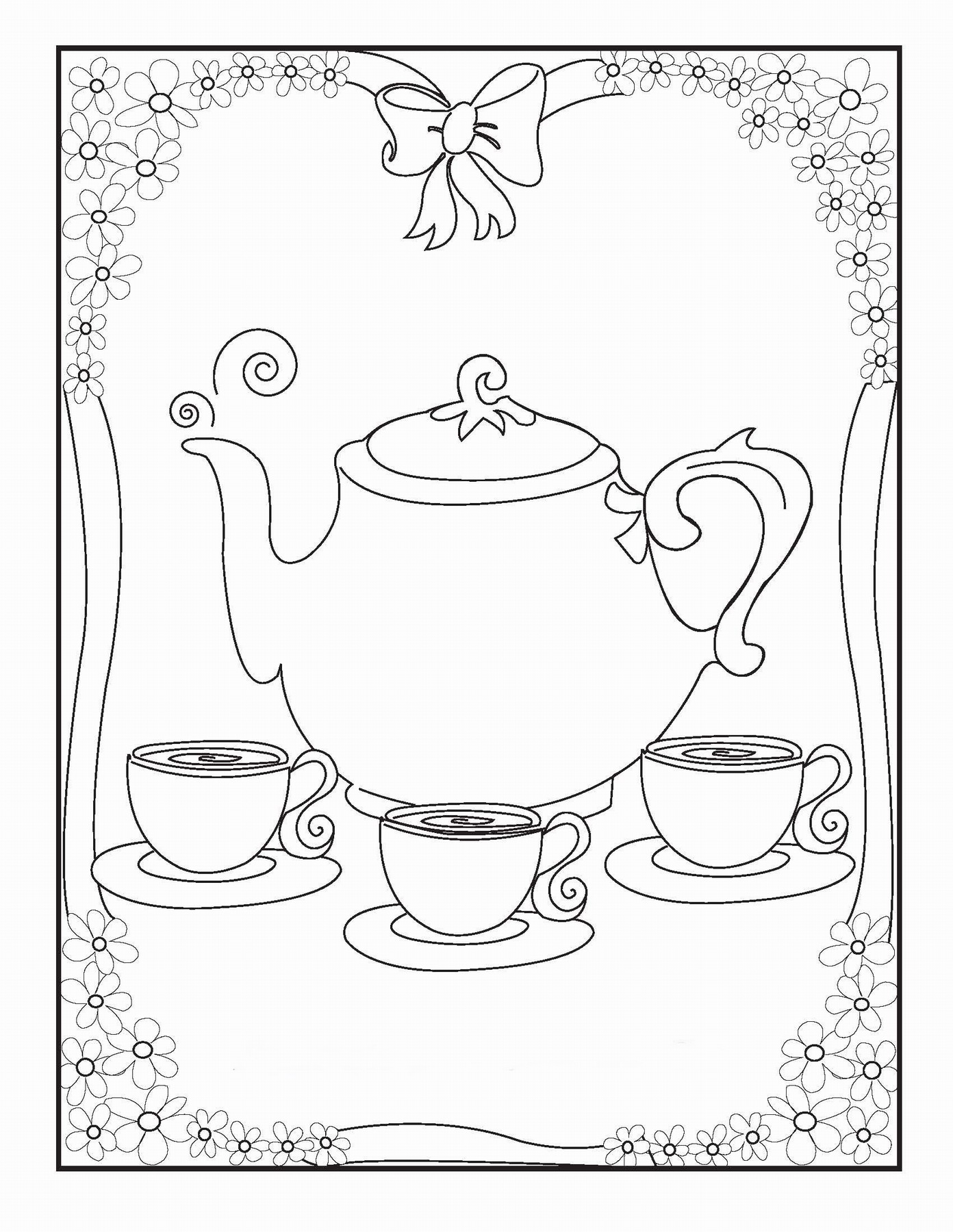 1392x1800 Tea Party Coloring Pages
