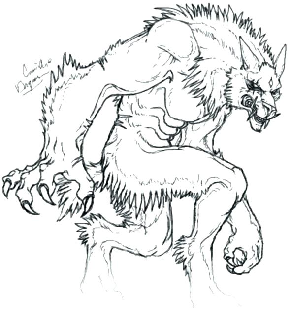 591x636 Creepy Werewolf Coloring Pages Christmas Colouring Pages