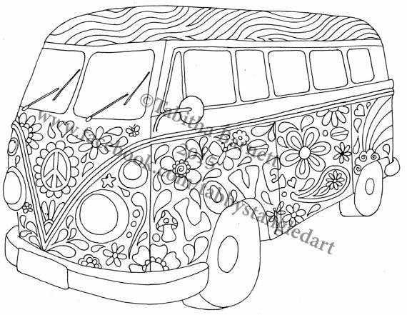 570x441 Hippie Bus Coloring Page By Tabbystangledart On Etsy My Westie