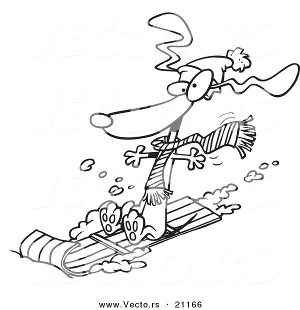 600x620 Dog Sled Coloring Pages Vector Of A Cartoon Wiener Dog Sledding