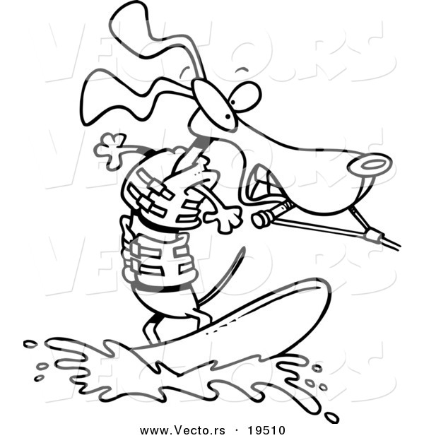 600x620 Vector Of A Cartoon Wakeboarding Wiener Dog
