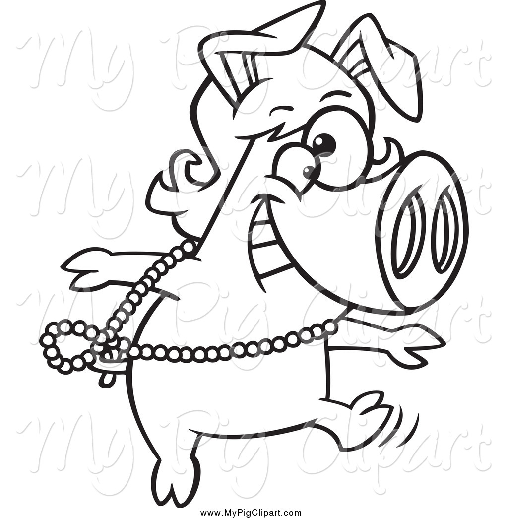 1024x1044 Swine Clipart Of A Black And White Dancing Pig In A Wig By