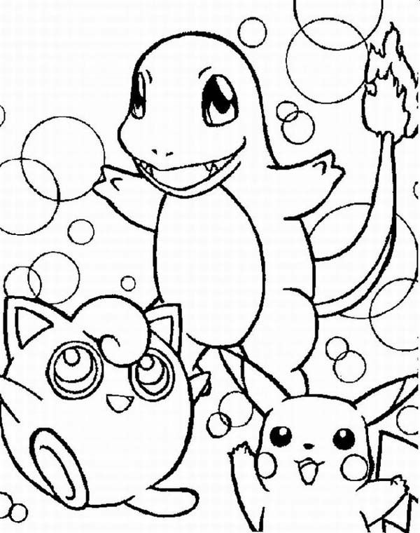 600x760 Wigglytuff Charmander And Pikachu Legendary Pokemon Coloring Page