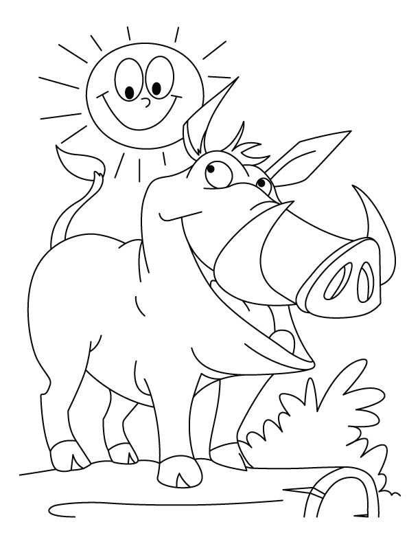 612x792 Sun And Wild Boar, Smiling Together Coloring Page Download Free
