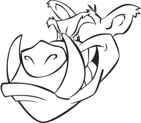 480x419 Angry Wild Boar Head Coloring Page
