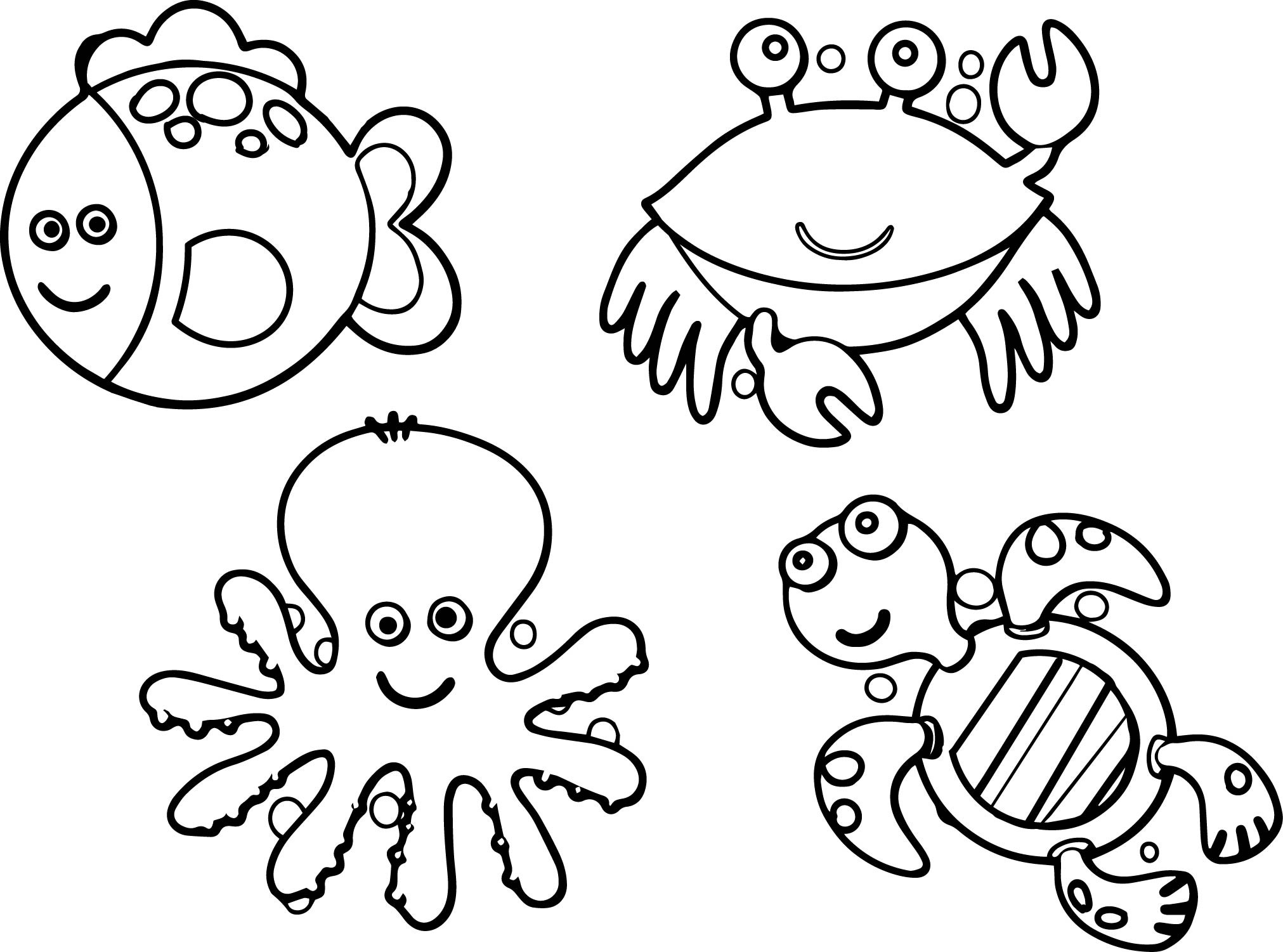 2023x1501 Sea Animals Coloring Pages