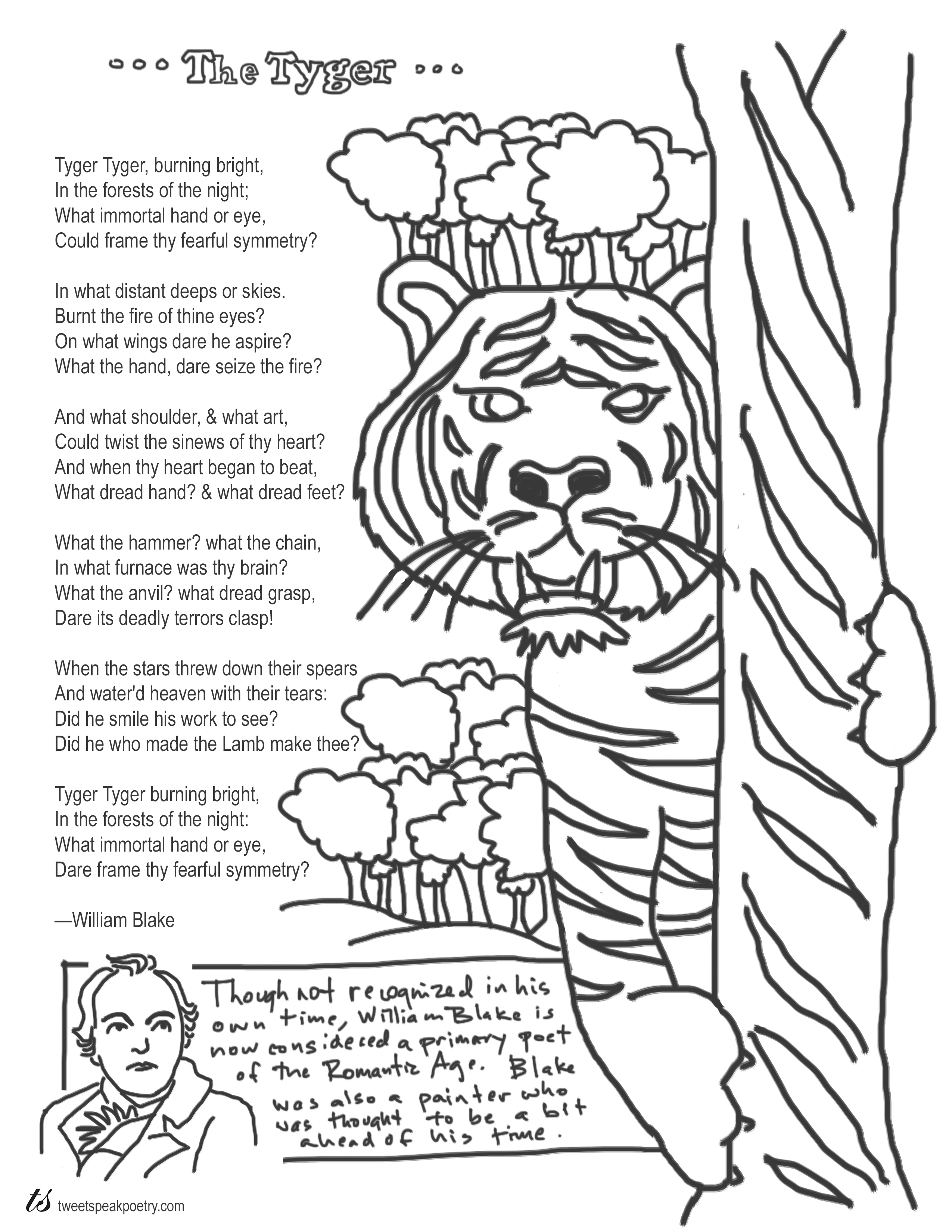 2550x3300 The Tyger By William Blake Coloring Page Poem