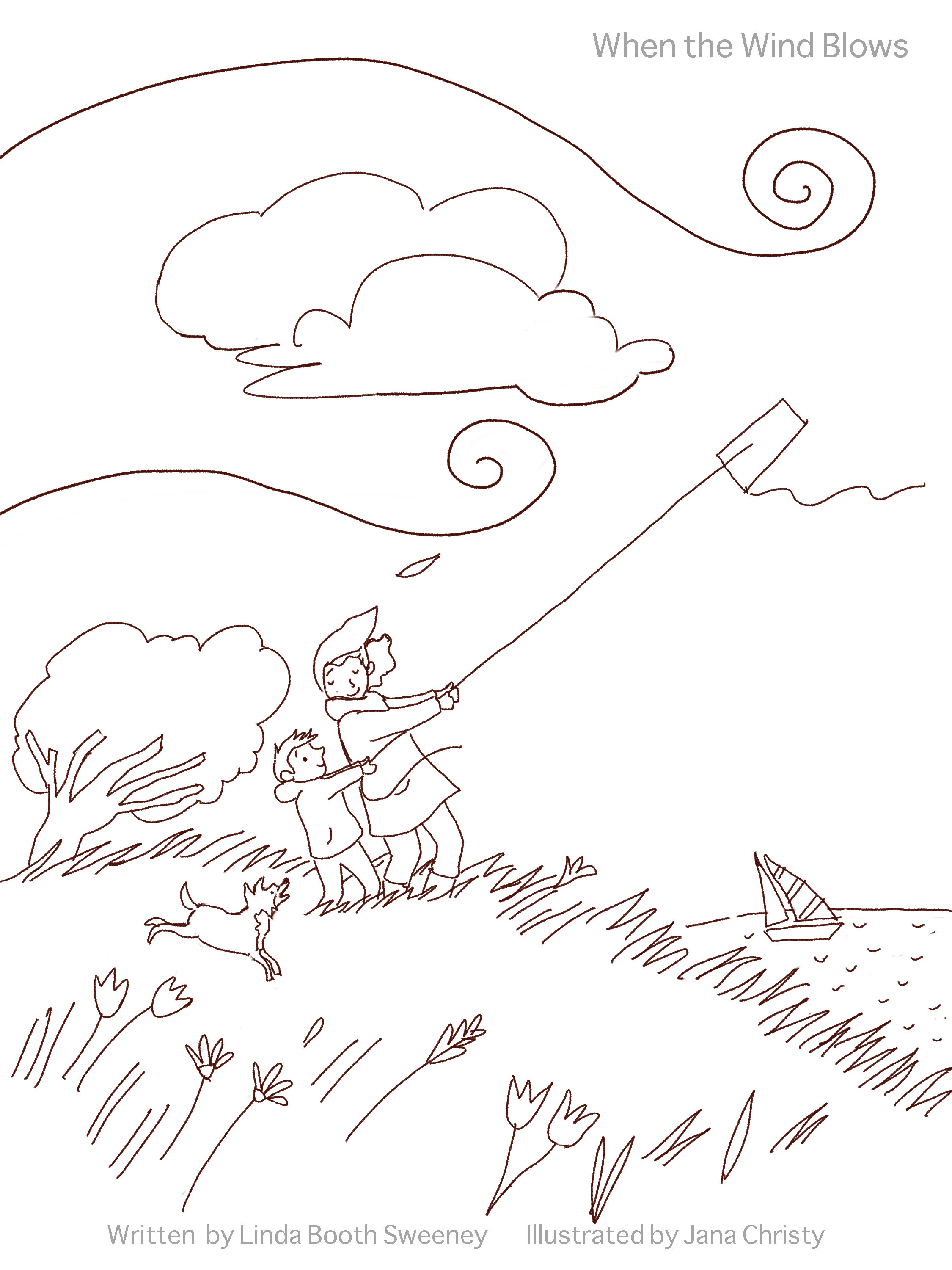 2250x3000 Wind Coloring 1 Grannie And Kite Within 8