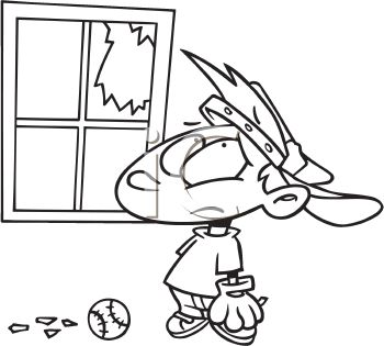 350x315 Kid Who Broke A Window With A Baseball Coloring Page
