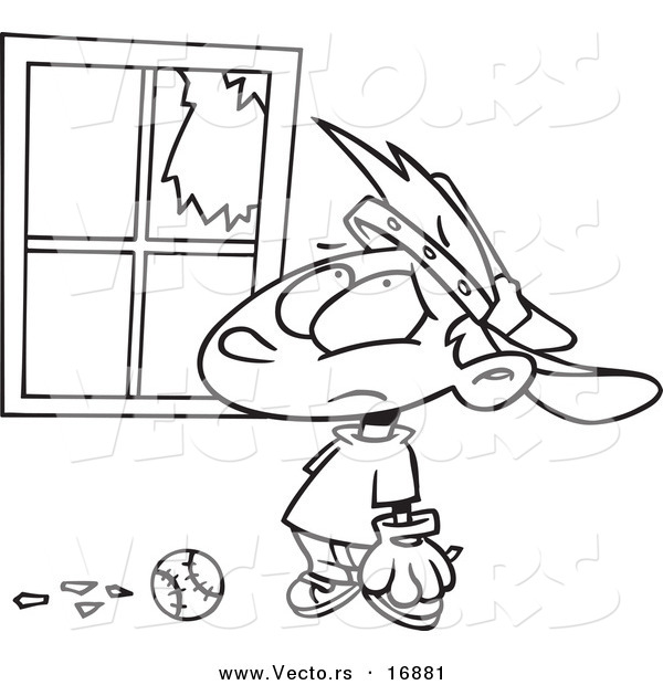 600x620 Vector Of A Cartoon Baseball Boy Looking