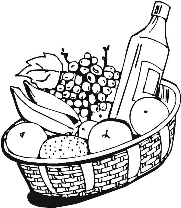 600x688 Fruit And Red Wine Coloring Page