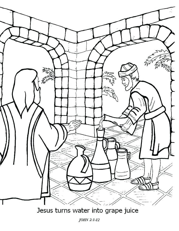 763x984 Jesus Turns Water Into Wine Coloring Page Coloring Pages For Kids
