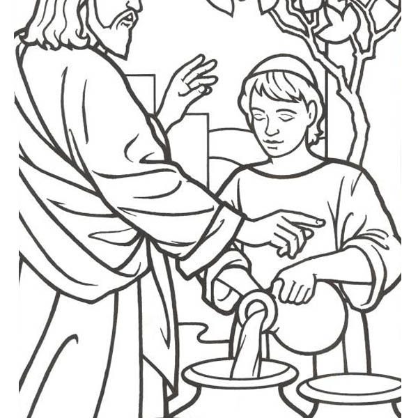 600x600 Jesus Turns Water Into Wine Coloring Page Extraordinary Jesus
