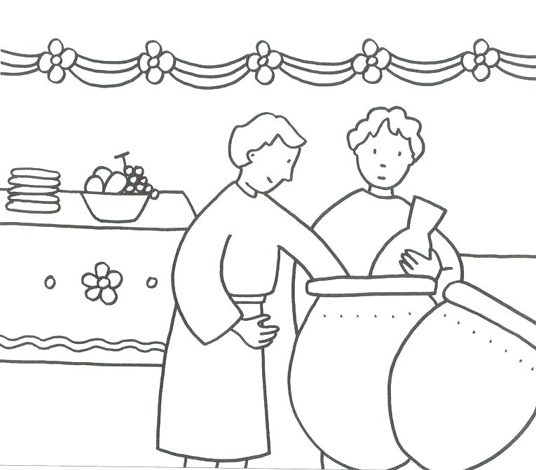 765x671 Jesus Turns Water Into Wine Coloring Page