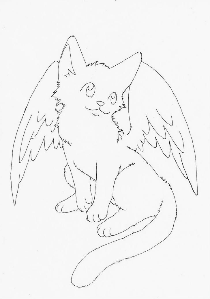 728x1034 Winged Cat Coloring Pages Coloring Pages For Adults