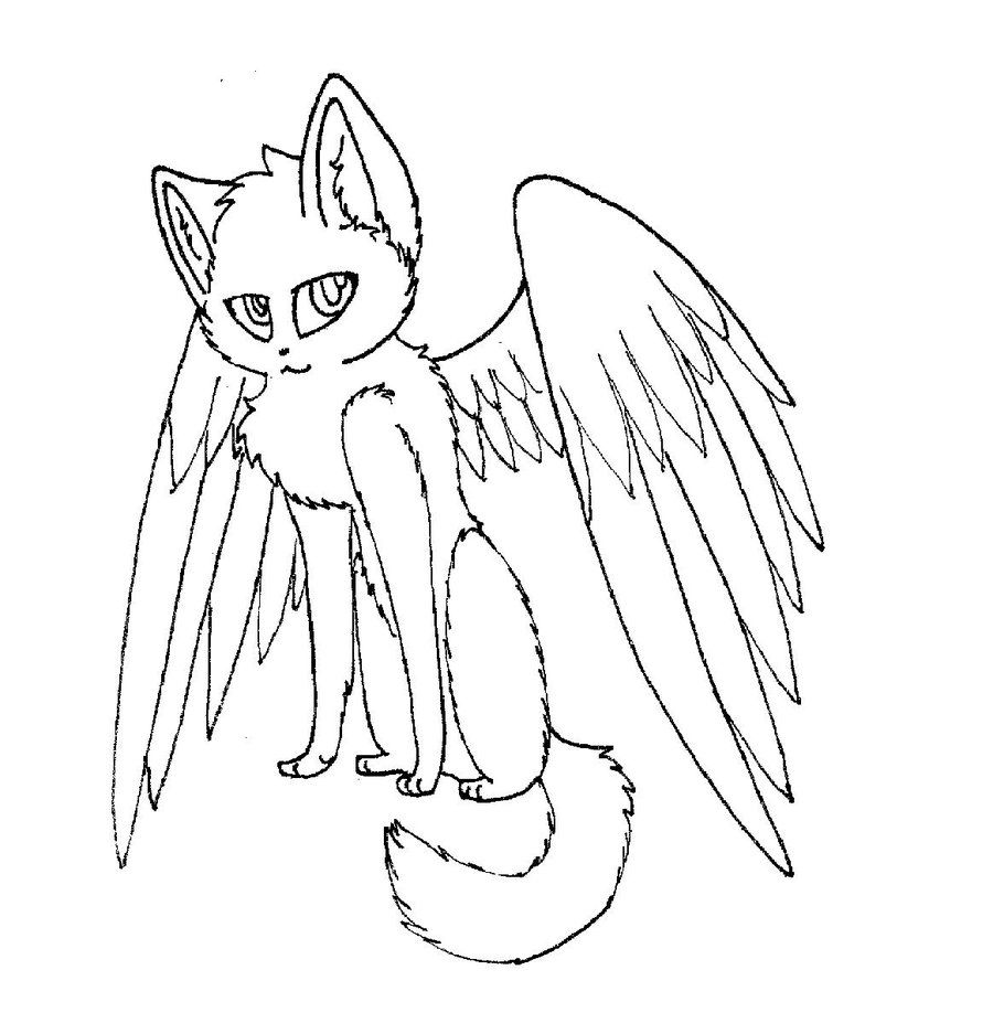 900x937 Astonishing With Wings Coloring Pages Of Winged Cat Trend