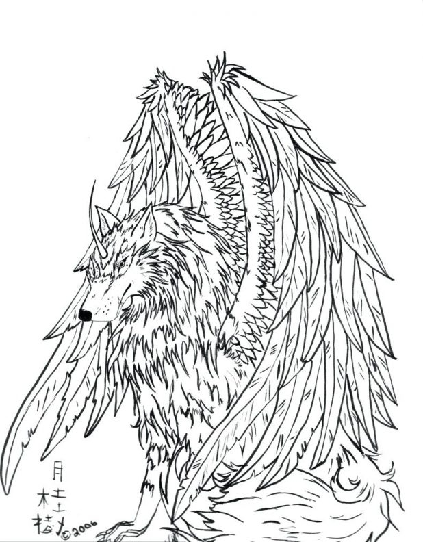 618x792 Winged Wolf Coloring Pages Blomqvist.us