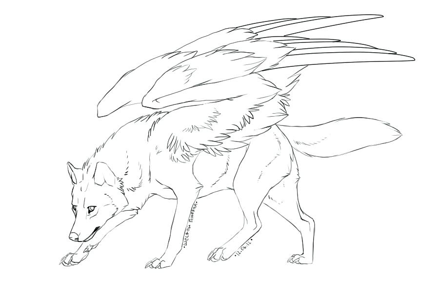 900x576 Winged Wolf Coloring Pages Free Winged Wolf By Doctor Winged Wolf