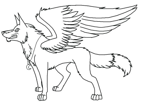 600x445 Winged Wolf Coloring Pages Line Art Winged Wolf By Dragon Winged
