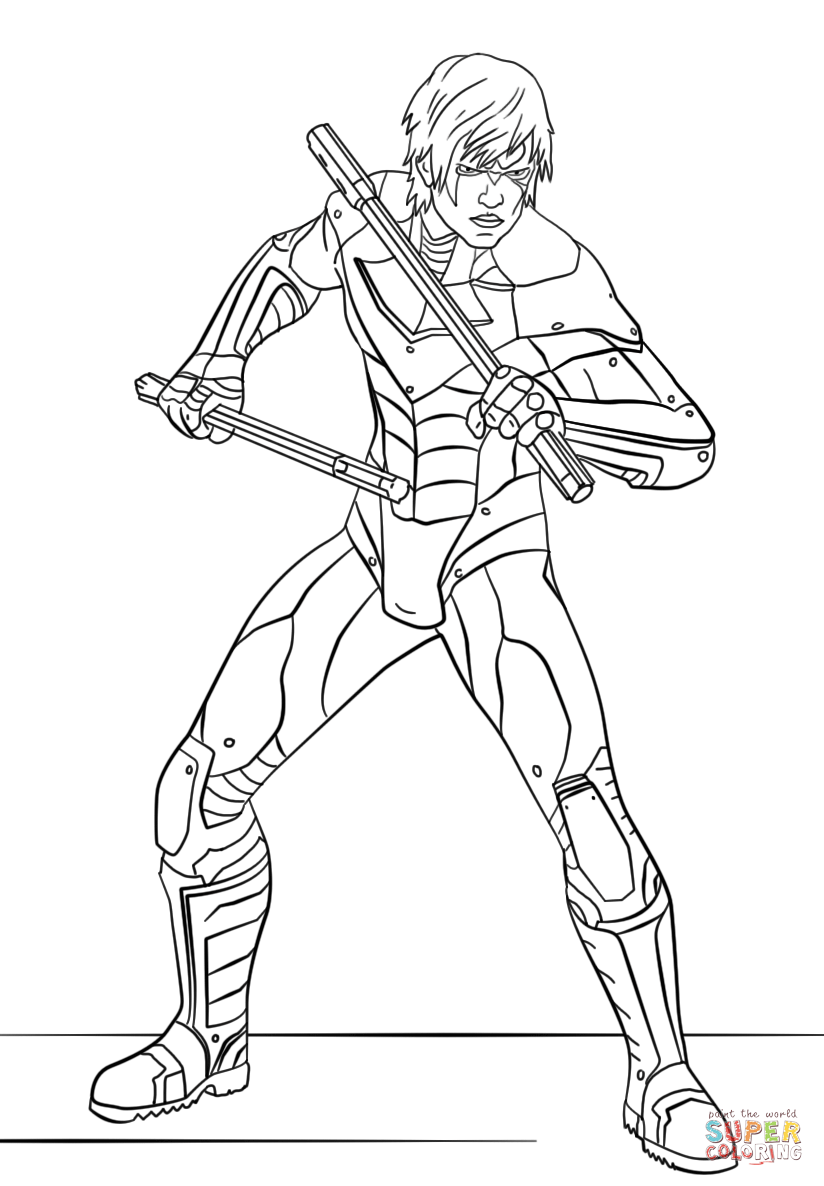 824x1186 Nightwing Coloring Pages Pictures To Print Superhero Free Adult