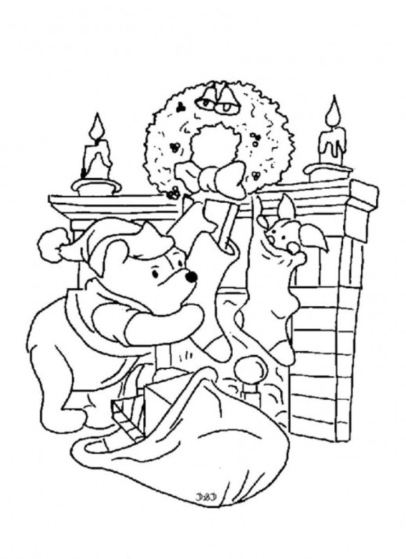 580x798 Pooh Coloring Pages For Christmas