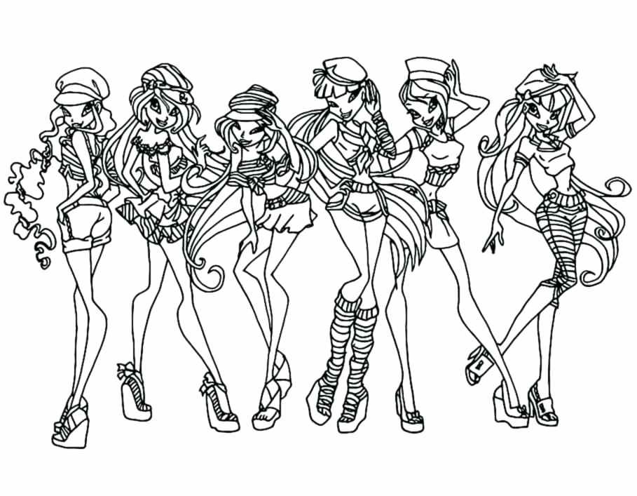 909x707 Winx Coloring Pages For Girls Coloring Pages Winx Club Coloring