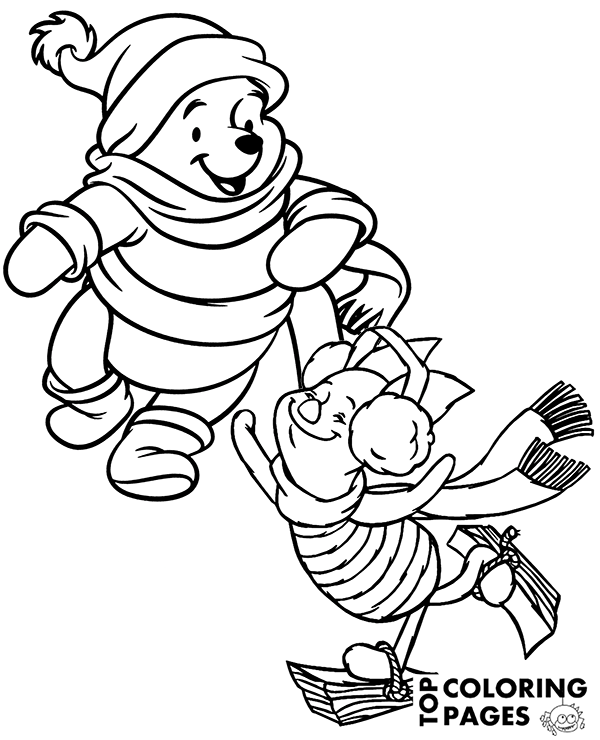 600x740 Winter Time With Winnie The Pooh And Piglet On Coloring Pages, Books