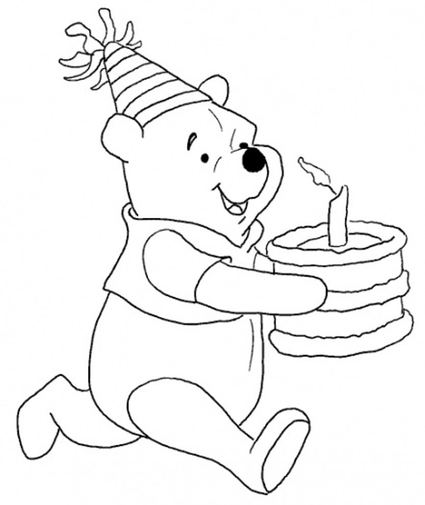 835x992 Winnie Bring The Cake Free Birthday Coloring Pages Cartoon