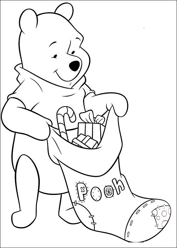 Winnie The Pooh Christmas Coloring Pages