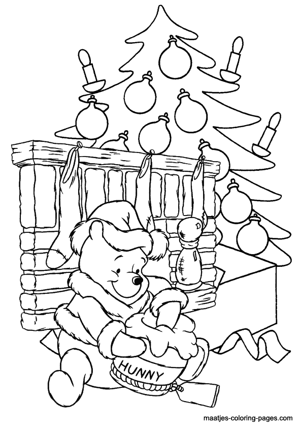 595x842 The Pooh Christmas Coloring Pages