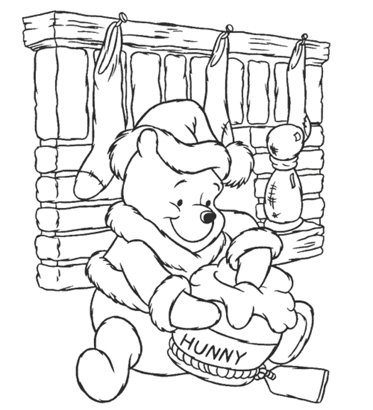 728x801 Christmas Winnie Pooh Amp Honey Colororing Pages Disney Christmas
