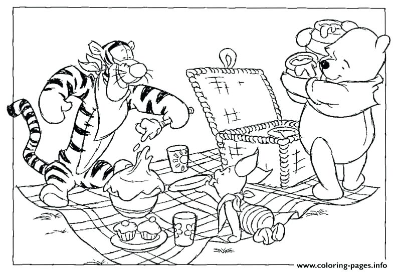 788x543 Pooh And Friends Having Picnic Page50f7 Coloring Pages Printable